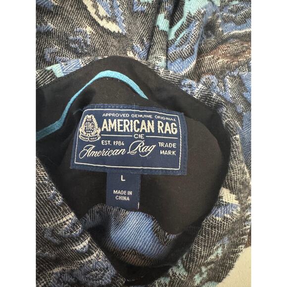 American Rag Shirt Mens Large Blue Cave LS Woven Gauzy Southwestern Aztec - Picture 7 of 11